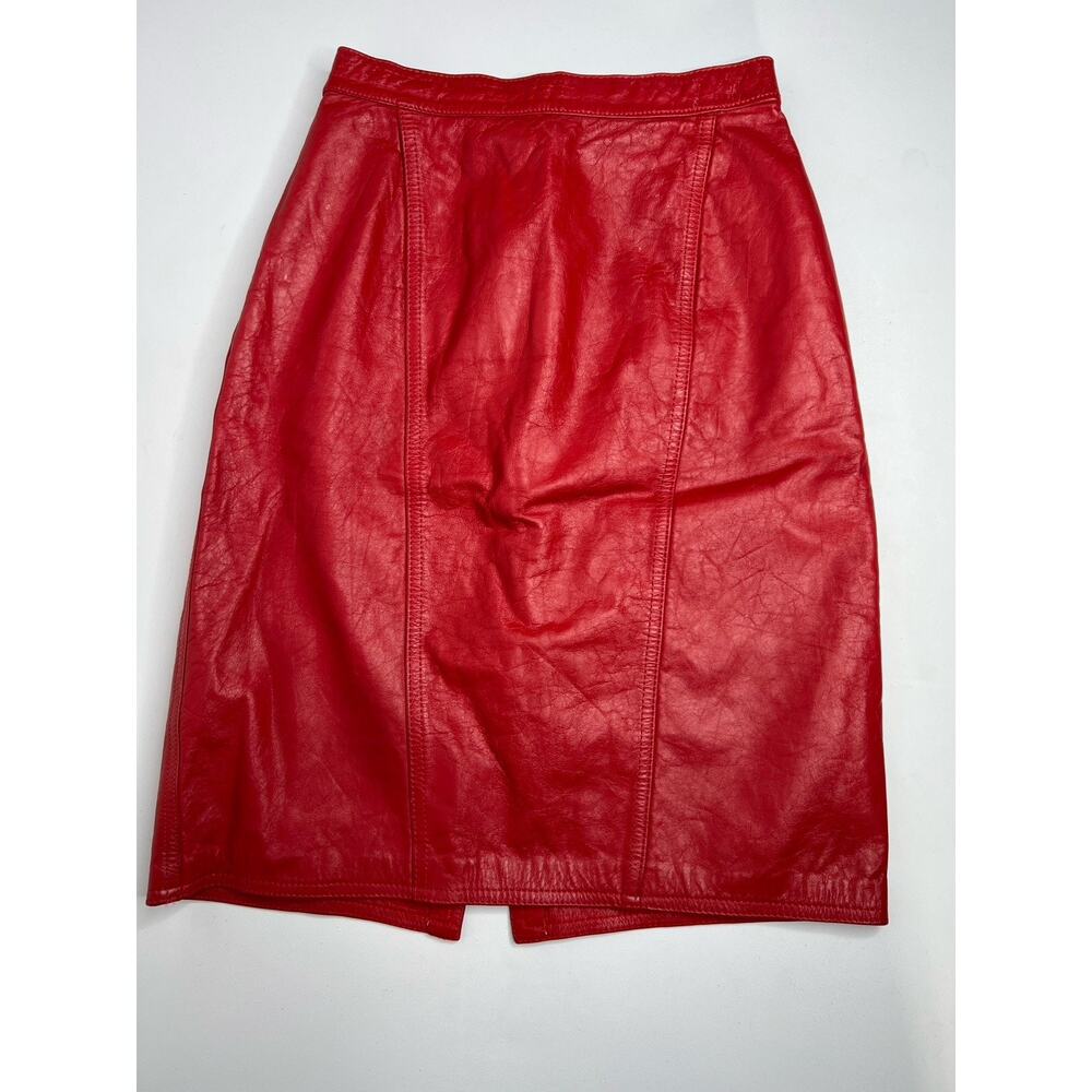Vintage Red Leather Skirt Rockabilly Retro Punk Laurice Women’s Size 0